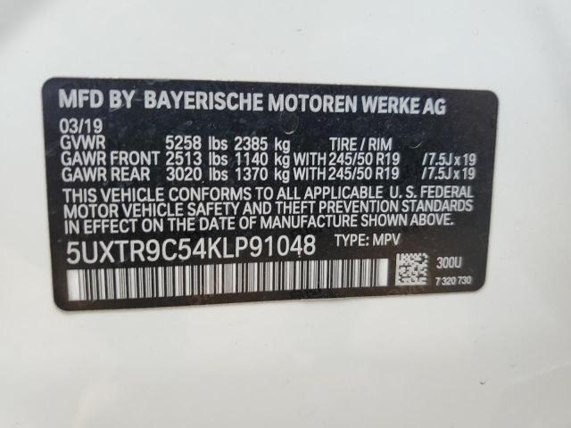 5UXTR9C54KLP91048 - 2019 BMW X3 XDRIVE30I WHITE photo 13