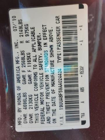 19UUA8F59AA024424 - 2010 ACURA TL BURGUNDY photo 12