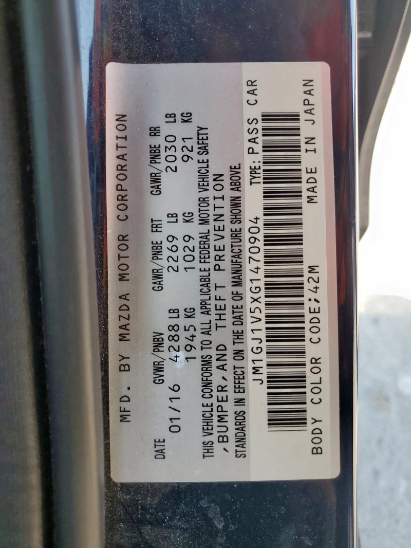 JM1GJ1V5XG1470904 - 2016 MAZDA 6 TOURING BLUE photo 13