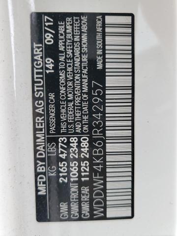 WDDWF4KB6JR342957 - 2018 MERCEDES-BENZ C 300 4MATIC WHITE photo 12