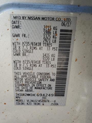 5N1DR2MM1HC694249 - 2017 NISSAN PATHFINDER S SILVER photo 13