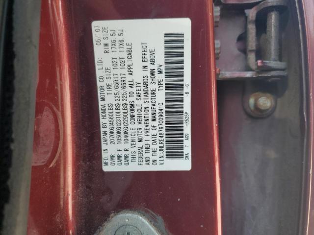 JHLRE48797C090410 - 2007 HONDA CR-V EXL MAROON photo 13