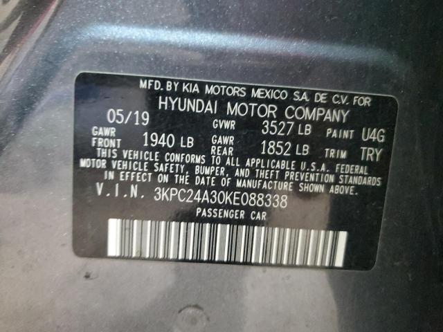 3KPC24A30KE088338 - 2019 HYUNDAI ACCENT SE GRAY photo 12