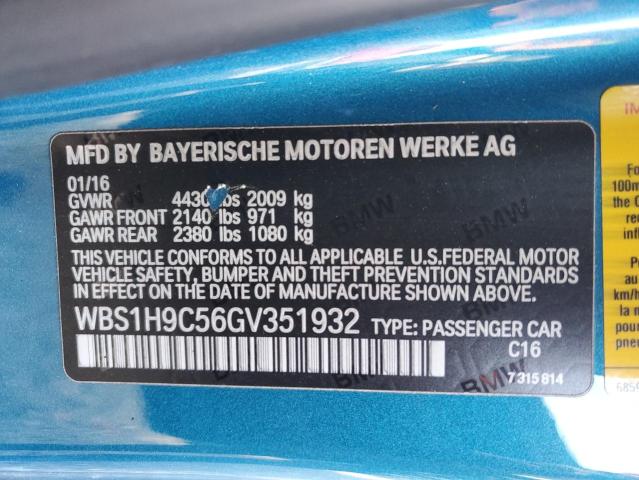 WBS1H9C56GV351932 - 2016 BMW M2 BLUE photo 13