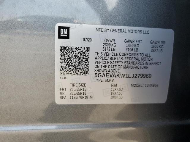 5GAEVAKW1LJ279960 - 2020 BUICK ENCLAVE ESSENCE GRAY photo 13