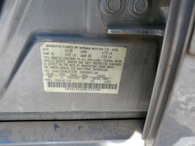 1N4AL21E08C257208 - 2008 NISSAN ALTIMA 2.5 SILVER photo 12