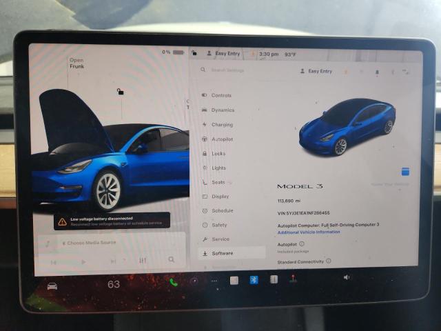 5YJ3E1EA1NF286455 - 2022 TESLA MODEL 3 蓝色 照片 9
