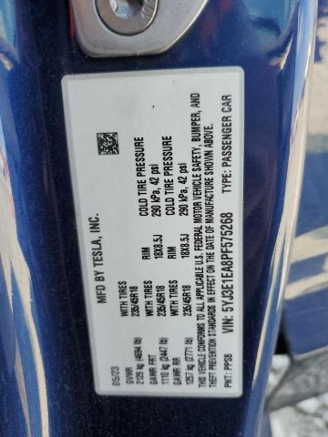 5YJ3E1EA8PF575268 - 2023 TESLA MODEL 3 蓝色 照片 12