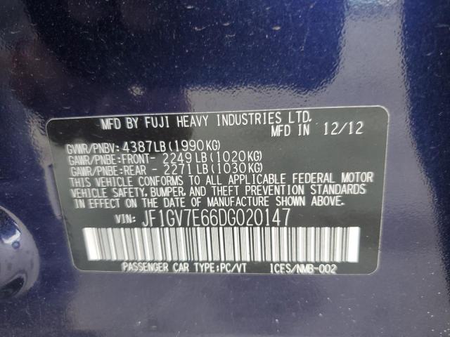 JF1GV7E66DG020147 - 2013 SUBARU IMPREZA WRX Mavi foto 12