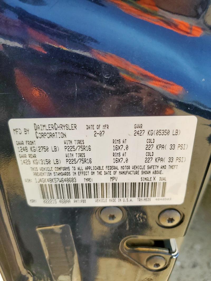 1J4GK48K57W648683 - 2007 JEEP LIBERTY SPORT 蓝色 照片 13