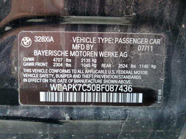 WBAPK7C50BF087436 - 2011 BMW 328 XI BLACK photo 12