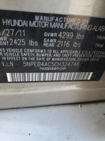 5NPEB4AC5CH324746 - 2012 HYUNDAI SONATA GLS TAN photo 12