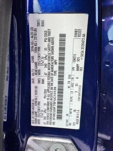 1FMCU0F75FUC13139 - 2015 FORD ESCAPE S BLUE photo 10