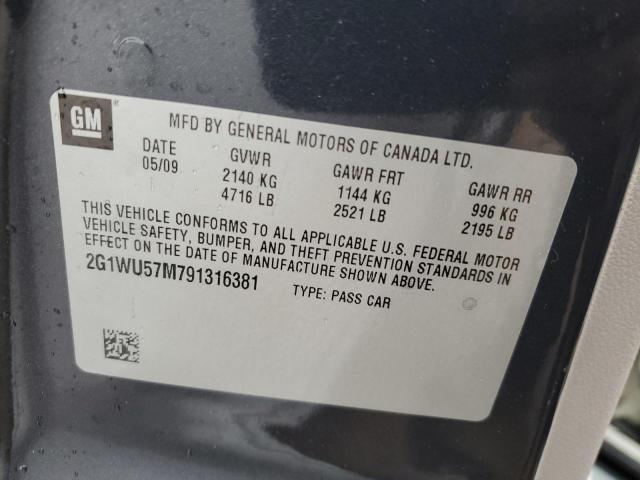 2G1WU57M791316381 - 2009 CHEVROLET IMPALA LTZ CHARCOAL photo 12