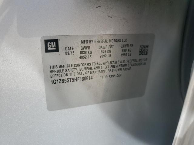 1G1ZB5ST5HF130914 - 2017 CHEVROLET MALIBU LS 银色 照片 12