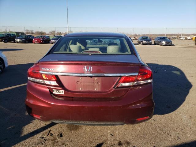 19XFB2F52DE011498 - 2013 HONDA CIVIC LX BURGUNDY photo 6