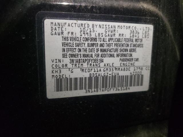 3N1AB7AP0FY365184 - 2015 NISSAN SENTRA S BLACK photo 12