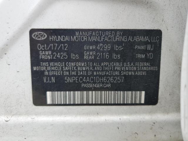5NPEC4AC1DH626257 - 2013 HYUNDAI SONATA SE WHITE photo 12