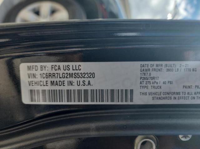 1C6RR7LG2MS532320 - 2021 RAM 1500 CLASS SLT Noir photo 10