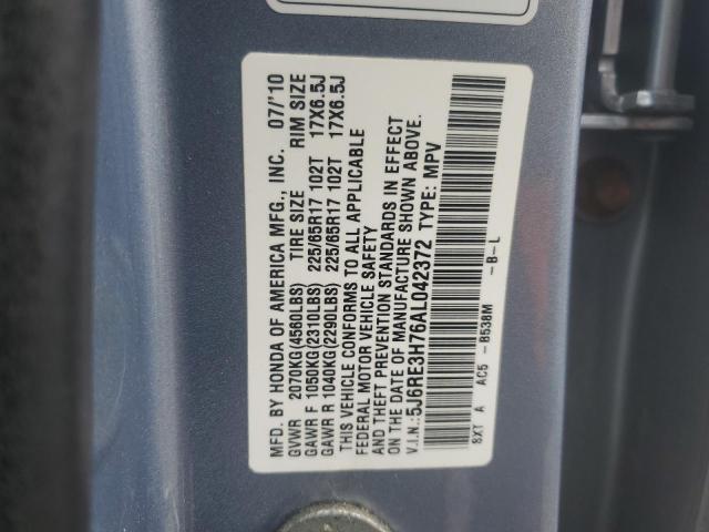 5J6RE3H76AL042372 - 2010 HONDA CR-V EXL BLUE photo 14