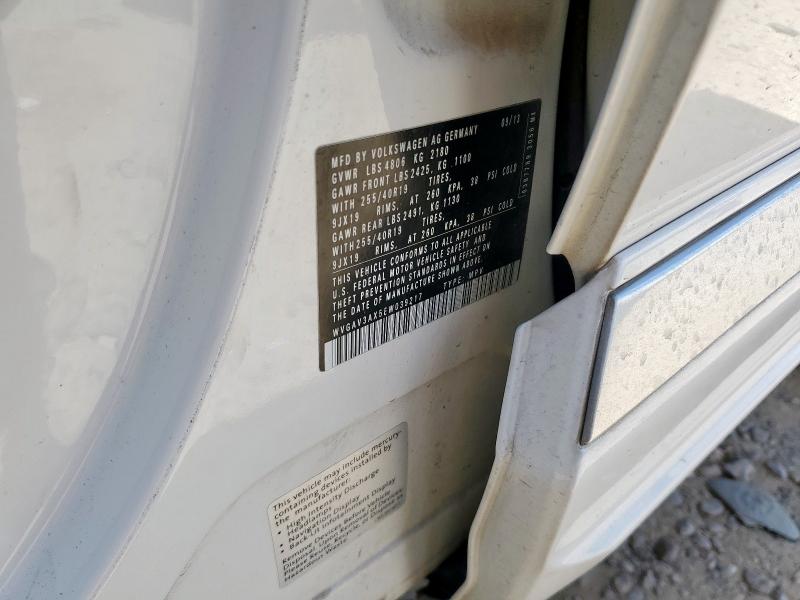 WVGAV3AX5EW039217 - 2014 VOLKSWAGEN TIGUAN S WHITE photo 13