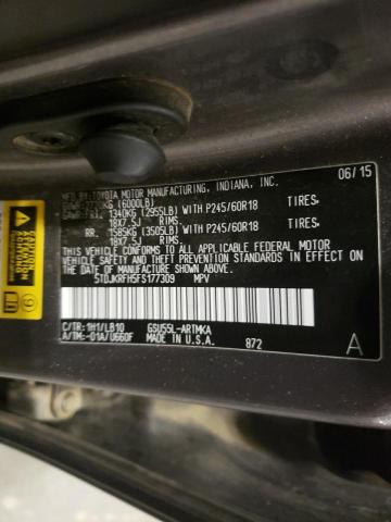 5TDJKRFH5FS177309 - 2015 TOYOTA HIGHLANDER XLE Boz foto 13