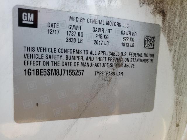 1G1BE5SM8J7155257 - 2018 CHEVROLET CRUZE LT Ақ фото 12