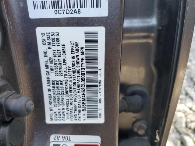 5J6RM4H53CL050973 - 2012 HONDA CR-V EX GRAY photo 13