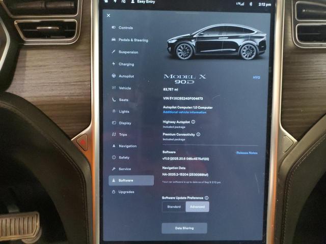 5YJXCBE24GF004673 - 2016 TESLA MODEL X BLACK photo 9