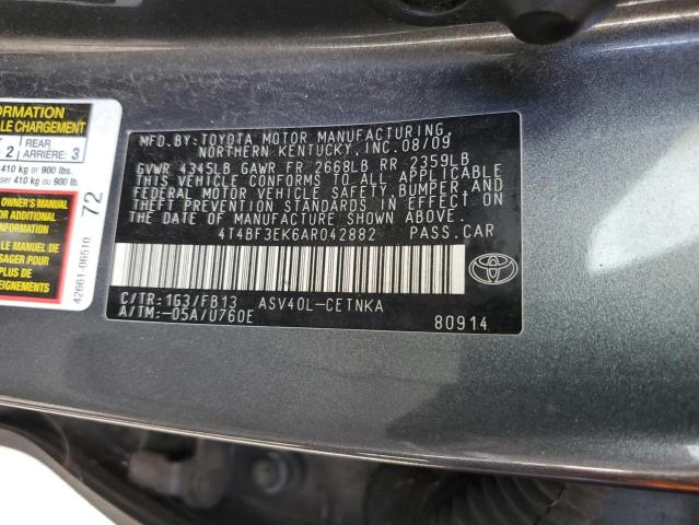 4T4BF3EK6AR042882 - 2010 TOYOTA CAMRY BASE 灰色 照片 12
