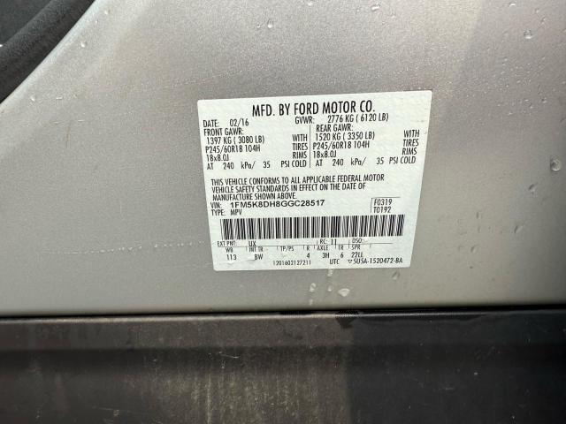 1FM5K8DH8GGC28517 - 2016 FORD EXPLORER XLT Gümüş foto 10