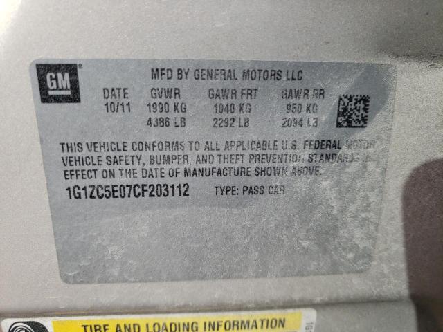 1G1ZC5E07CF203112 - 2012 CHEVROLET MALIBU 1LT Алтын фото 12