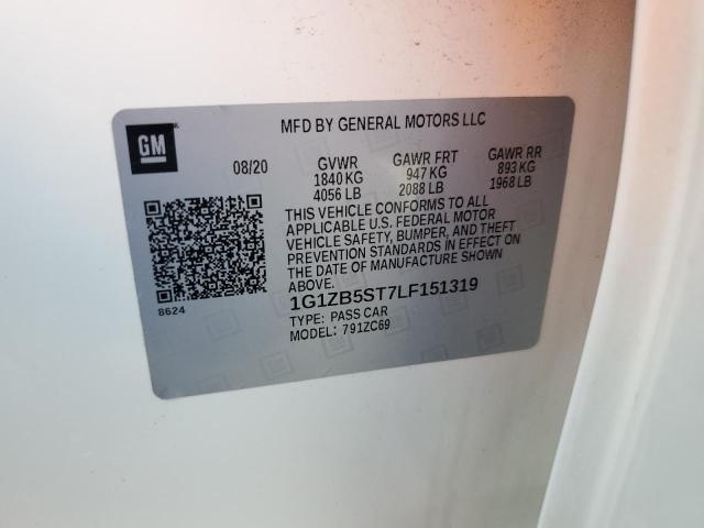 1G1ZB5ST7LF151319 - 2020 CHEVROLET MALIBU LS WHITE photo 13