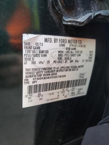 1FM5K8D8XDGC18339 - 2013 FORD EXPLORER XLT მწვანე ფოტო 13