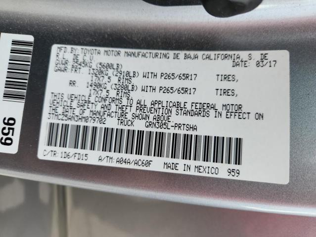 3TMCZ5AN3HM079702 - 2017 TOYOTA TACOMA DOUBLE CAB SILVER photo 13