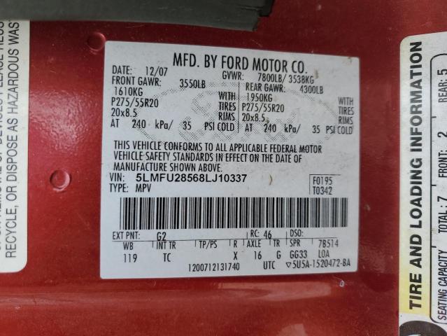 5LMFU28568LJ10337 - 2008 LINCOLN NAVIGATOR წითელი ფოტო 14