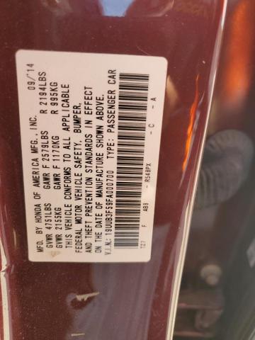19UUB3F59FA000700 - 2015 ACURA TLX TECH BURGUNDY photo 12
