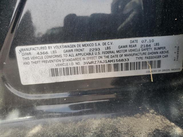 3VWRZ7AJ1AM156833 - 2010 VOLKSWAGEN JETTA SE 黑色 照片 12