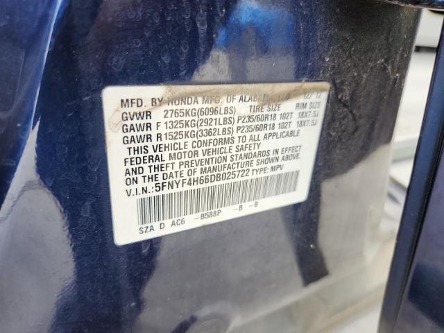 5FNYF4H66DB025722 - 2013 HONDA PILOT EXL 蓝色 照片 13