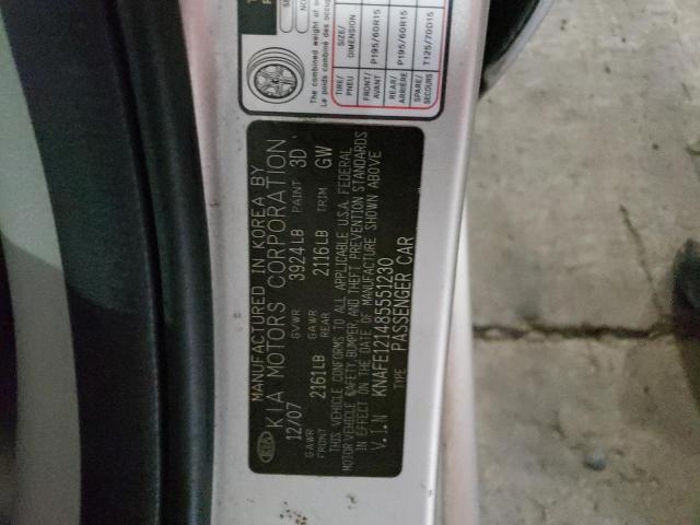 KNAFE121485551230 - 2008 KIA SPECTRA EX SILVER photo 13