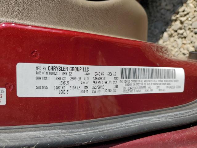 2C4RC1BG7CR350959 - 2012 CHRYSLER TOWN & COU TOURING Bordo foto 13