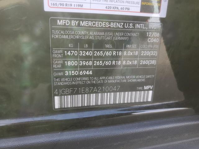 4JGBF71E87A210047 - 2007 MERCEDES-BENZ GL 450 4MATIC BLACK photo 13