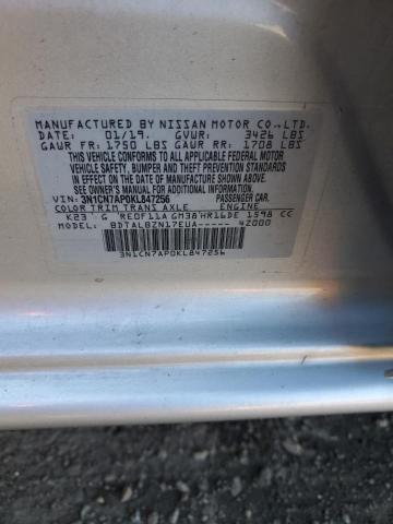 3N1CN7AP0KL847256 - 2019 NISSAN VERSA S SILVER photo 12