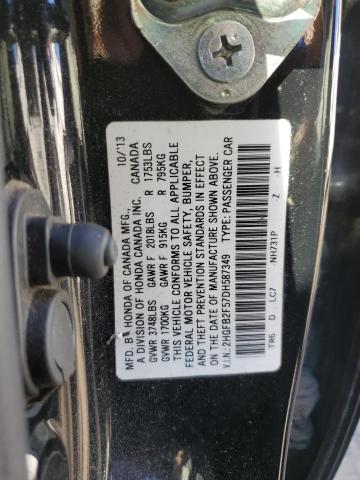 2HGFB2F57DH587349 - 2013 HONDA CIVIC LX BLACK photo 12