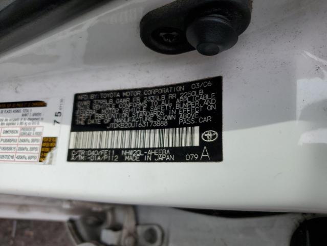JTDKB20U163173888 - 2006 TOYOTA PRIUS Blanc photo 12