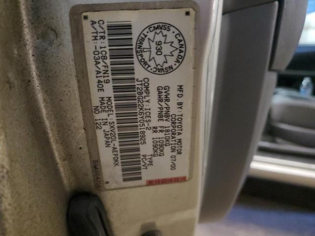 JT2BG22K6Y0518925 - 2000 TOYOTA CAMRY CE SILVER photo 13