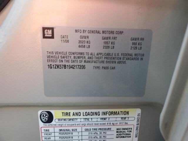 1G1ZK57B194217206 - 2009 CHEVROLET MALIBU LTZ ბეჟი ფოტო 12