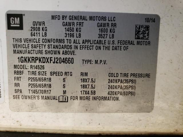 1GKKRPKDXFJ204660 - 2015 GMC ACADIA SLE WHITE photo 13