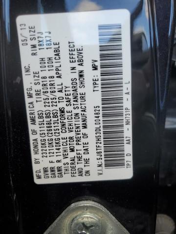 5J6TF2H53DL004825 - 2013 HONDA CROSSTOUR EXL შავი ფოტო 13