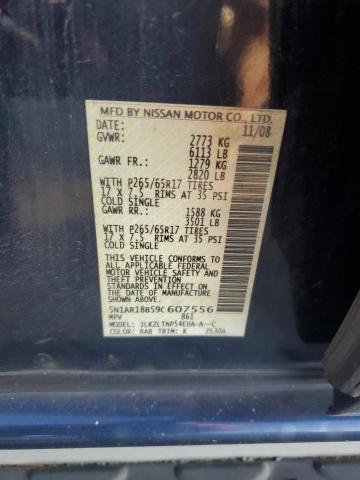 5N1AR18B59C607556 - 2009 NISSAN PATHFINDER S BLUE photo 13
